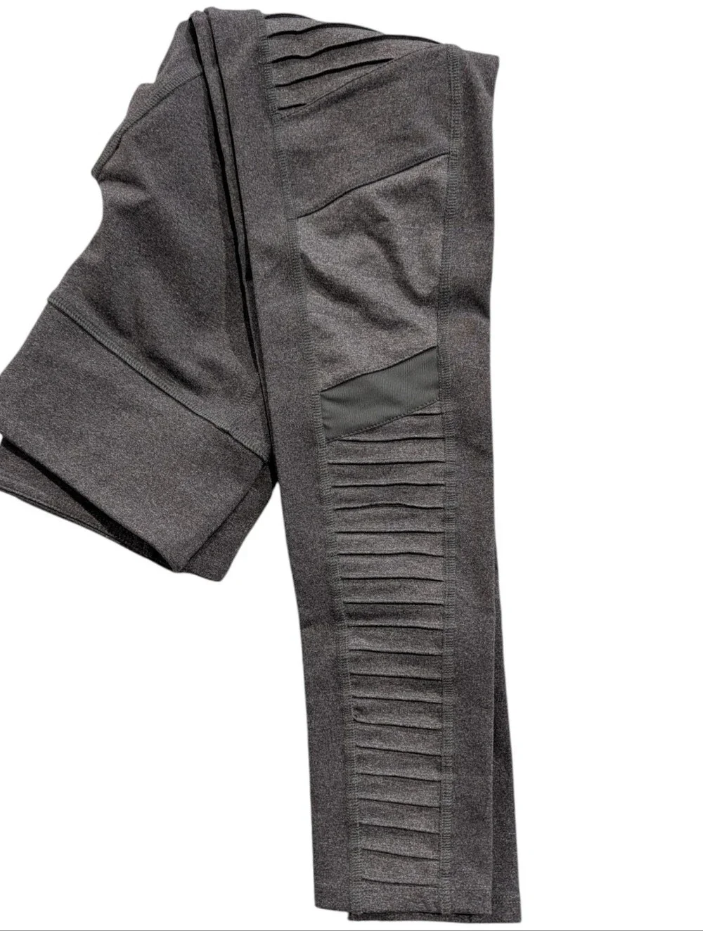 Alo Yoga Womens Medium M Gray Heather Moto Ribbed Mesh High Waist Leggings Yoga